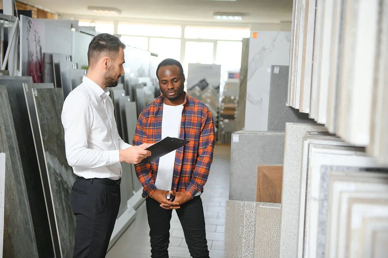 Can we put some images of confused shoppers in a stone showroom Can we put some images of confused shoppers in a stone showroom!